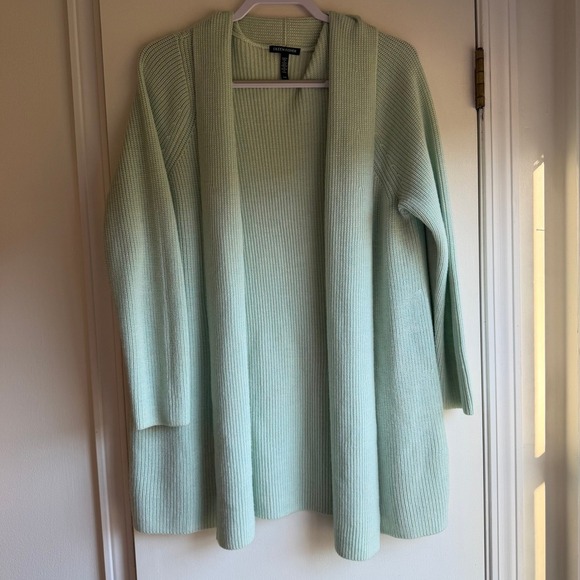 Eileen Fisher Sweaters - Eileen Fisher Light Mint Green Ribbed Open Front Cardigan Sweater M M